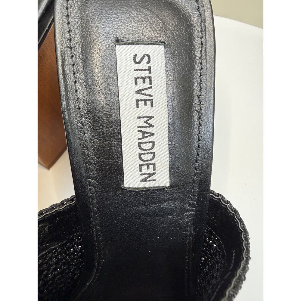 Steve Madden Realize Black Slide Sandal With Block Heel Sz 9 View 2